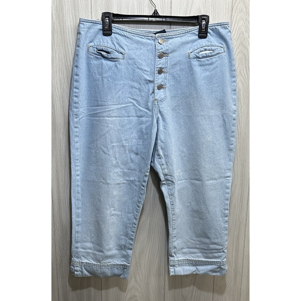 AVENUE BLUES Women's (Size 17x18") Capri Button Fly Jeans Accented Cuff Pockets